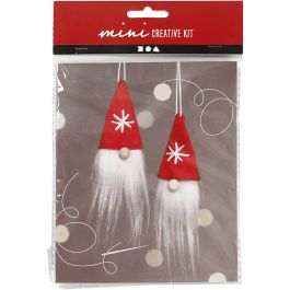 Mini DIY Kit, hängande tomtenissar, H: 11 cm, 1 förp. [HOB-977400]