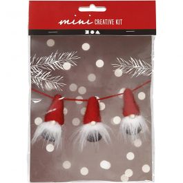 Mini DIY Kit, tomtenissar på snöre, H: 6 cm, 1 förp. [HOB-977407]