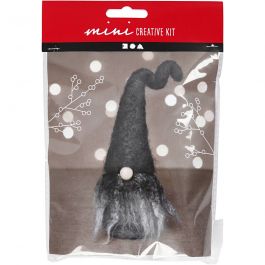 Mini DIY Kit, Jultomte, H: 13 cm, gråmelerad, 1 förp. [HOB-977428]