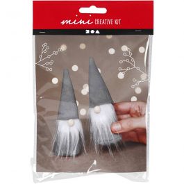 Mini DIY Kit, Skandinavisk tomte, H: 12 cm, grå, 1 förp. [HOB-977429]