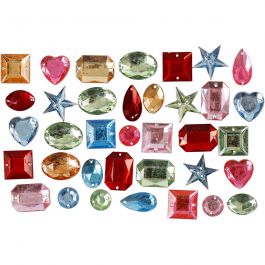 Rhinestones, stl. 10-17 mm, mixade färger, 15 g/ 1 förp. [HOB-992271]