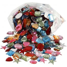 Rhinestones, stl. 10-17 mm, mixade färger, 210 g/ 1 förp. [HOB-99227]