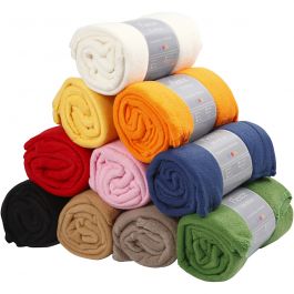 Fleece, L: 125 cm, B: 150 cm, mixade färger, 10 st./ 1 förp. [HOB-99675]