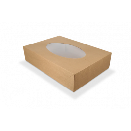 Cateringlådor kraft 36x25x8cm med fönster (50 st) [TK-9987698]