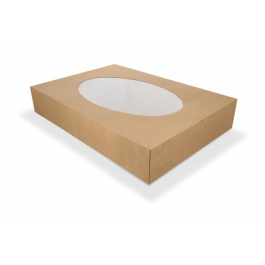 Cateringlådor kraft 46x32x8cm med fönster (50 st) [TK-9987699]