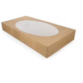 Cateringlådor kraft 56x32x8cm med fönster (50 st) [TK-9987700]