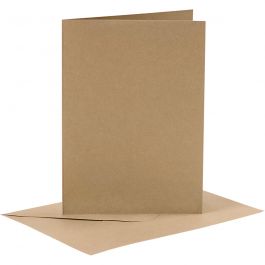 Cards and Envelopes, natural, card size 10,5x15 cm, envelope size 11,5x16,5 cm, 6 set/ 1 pack [HOB23021]