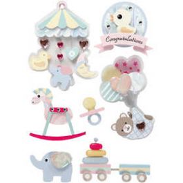 3D Stickers, baby, H: 25-70 mm, W: 20-55 mm, thickness 7 mm, 8 pc/ 1 pack [HOB27095]