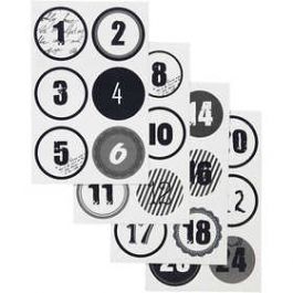 Christmas calendar number stickers, D: 4 cm, 9x14 cm, 4 ass sheets/ 1 pack [HOB28525]