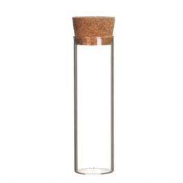 Glasrör med kork Ø3cm och 10cm högt (set med 12 st) [IFS-29142]