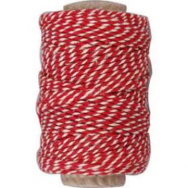 Cotton Cord, red/white, thickness 1,1 mm, 50 m/ 1 roll [HOB50332]