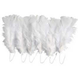 Feathers, white, L: 11-17 cm, 18 bundle/ 1 pack [HOB51847]