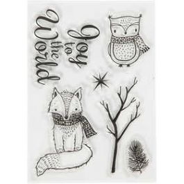 Silicone Motives, owl and fox, size 10,5x15 cm, 1 sheet [HOB21583]