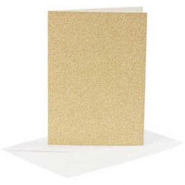 Cards and Envelopes, gold, card size 10,5x15 cm, envelope size 11,5x16,5 cm, glitter, 4 set/ 1 pack [HOB23023]