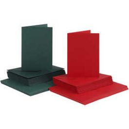 Cards and Envelopes, green, red, card size 10,5x15 cm, envelope size 11,5x16,5 cm, 50 set/ 1 pack [HOB23112]