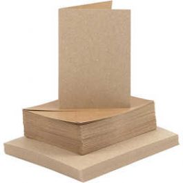 Cards and Envelopes, natural, card size 10,5x15 cm, envelope size 11,5x16,5 cm, 50 set/ 1 pack [HOB23113]