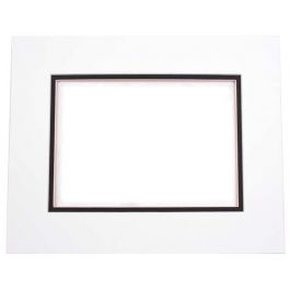 Passepartout Dubbel tjock Vit/Svart 40,6x50,8cm med 27x34,6cm Fönster (10 st) [MD20050]
