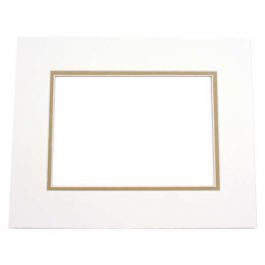 Passepartout Dubbel tjock Elfenben/Olivgrön 40,6x50,8cm med 27x34,6cm Fönster (10 st) [MD20027]
