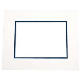 Passepartout Dubbel tjock Elfenben/Mörk Blå 40,6x50,8cm med 27x34,6cm Fönster (10 st) [MD20037]