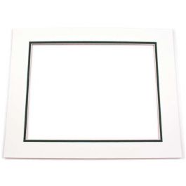Passepartout Dubbel tjock Elfenben/Mörk Grön 40,6x50,8cm med 27x34,6cm Fönster (10 st) [MD20038]