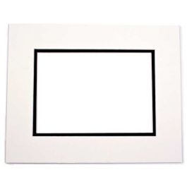 Passepartout Dubbel tjock Elfenben/ Svart 40,6x50,8cm med 27x34,6cm Fönster (10 st) [MD20033]