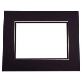 Passepartout Dubbel tjock Svart/Svart 40,6x50,8cm med 27x34,6cm Fönster (10 st) [MD20135]