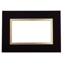 Passepartout Dubbel tjock Svart/Guld 40,6x50,8cm med 27x34,6cm Fönster (10 st) [MD20177]