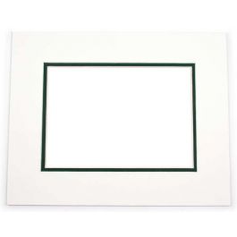 Passepartout Dubbel tjock Vit/Mörk Grön 40,6x50,8cm med 27x34,6cm Fönster (10 st) [MD20209]