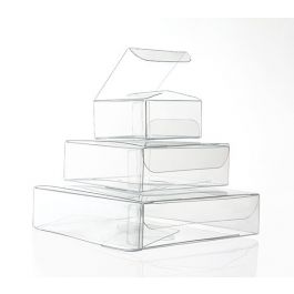 Plastlådor 10,2x10,2x2,5cm Kristallklart (50 st) [VB301]