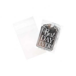 Plastpåsar 6,5x8,1cm Transparent med Tejpremsa (100 st) [B2X3]