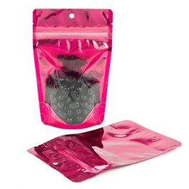 Stå upp påsar Transparent/Fuchsia 10,2x6x15,2cm | 57 gram (100 st) [ZBGB2FS]