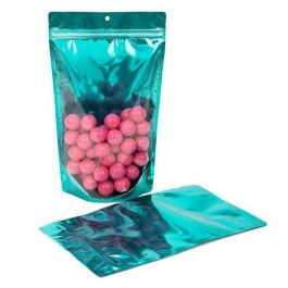 Stå upp påsar Transparent/Teal Blå 17,1x8,9x28,6cm | 340 gram (100 st) [ZBGB4TL]