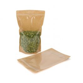 Stå upp påsar Transparent/Kraft 17,1x8,9x28,6cm | 340 gram (100 st) [ZBGKC4]
