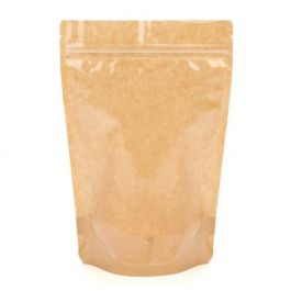 Stå upp påsar Kraft 14,9x8,9x23,2cm med Fönster | 312 gram (100 st) [ZBGKC7]