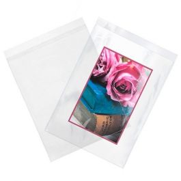 Plastpåsar 46,8x61,6cm Transparent med Tejpremsa (100 st) [B18PC]