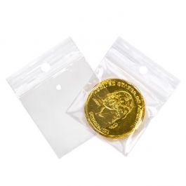 Blixtlåspåsar med häng hål och lufthål 5x5cm Kristallklart PP 50 mikron (100 st) [ZR22V]
