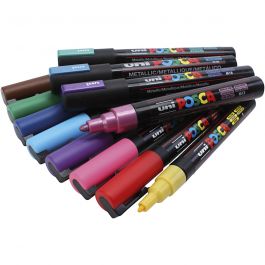 Posca Marker , mixade färger, nr. PC-5M + PC-3M, spets 0,9-1,3 + 2,5 mm, 12 mix./ 1 förp. [HOB-384116]