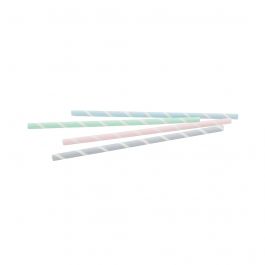Jumbo dricksrör papper 23 cm, Ø 0,8 cm Pastellrandigt (3450 st) [GB-DCD00189]