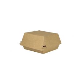 Lådor för hamburgare för avhämtning Kartong 11x11x8 cm Brun-vit (300 st) [GB-DFC04270]