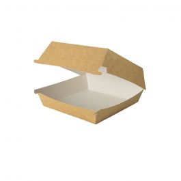 Lådor för hamburgare för take-away 17,5x17,5x8 cm, brun-vit (400 st) [GB-DFC04271]