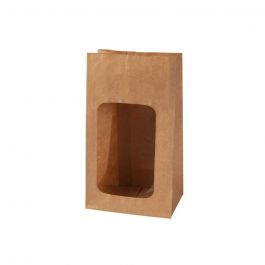 Miljövänliga kraftpåsar med fönster brun 9,5x5,5x18 cm (500 st) [GB-DRE03941]