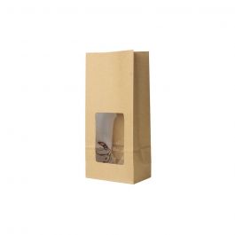 Miljövänliga Kraft Block Bottoms Väskor med fönster brun 11x6x23,5 cm (500 st) [GB-DRE03951]