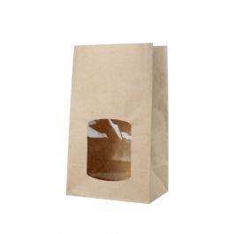 Miljövänliga kraftpåsar med fönster brun 15x10x25 cm (500 st) [GB-DRE03961]