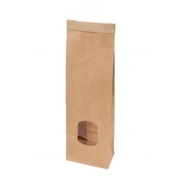 Kraftpåsar med fönster bruna 7,5x4,5x24 cm Återförslutningsbara (500 st) [GB-DRE03990]