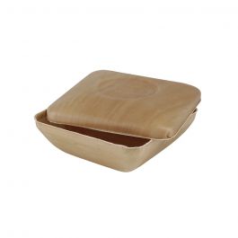 Skålar Palmware® 18x5x18 cm 800 ml, med lock fyrkantigt (60 st) [GB-DTW05465]
