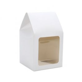 Papperslådor med Fönster glansig Vit 9x9x16,5cm (25 st) [FS330]