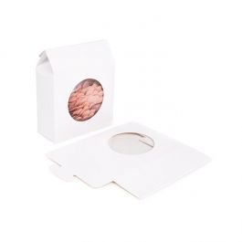 Papperslådor vita med runt fönster 10,5x4,4x13,3 cm (25 St) [FS345]