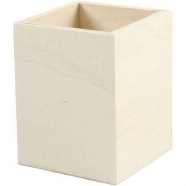 Pencil Holder, H: 9.5 cm, size 7.5x7.5 cm, plywood, 1pc [HOB577750]