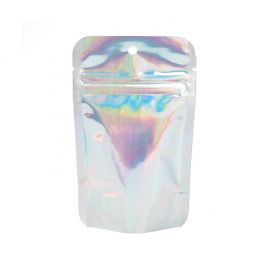 Stå upp påsar Iridescent/Holographic 7,9x5,1x13cm Med hängande hål (25 st) [ZBGH1]