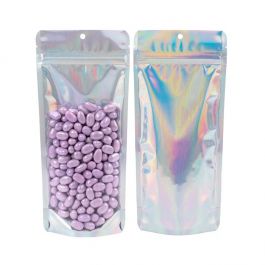 Stå upp påsar Transparent/Iridescent/Holographic 10,8x6x23,8cm Med hängande hål (25 st) [ZBGH1NC]
